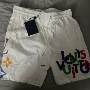 Louis Vuitton White Shorts with Multicolor Logo